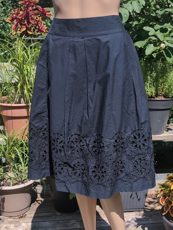 Jessica Dresses & Skirts - Jessica Black A-Line Skirt with Floral Embroidery/Eyelets